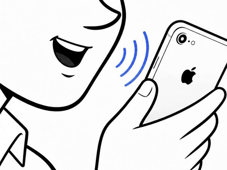 嘴部靠近 iPhone 麦克风进行近距离收音